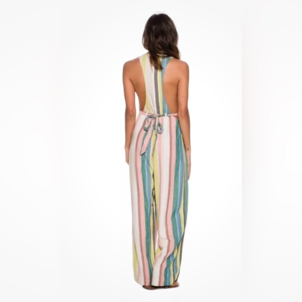 Free People My Kind Of Woman Garden Striped Jumpsuit Wide-Leg Cropped Overalls 0 - Picture 6 of 13